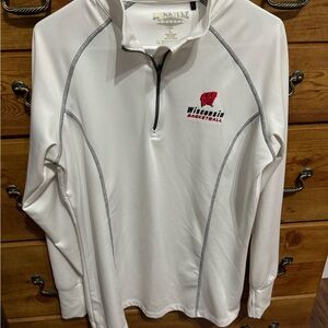 White Wisconsin Basketball Quarter-Zip Pullover